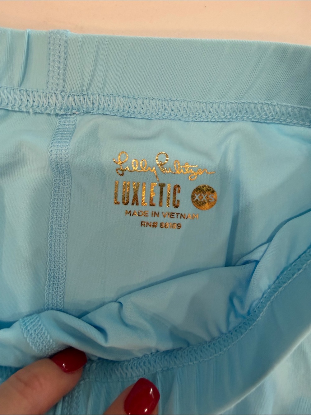 Lilly Pulitzer Light Blue Luxletic Bike Shorts - Picture 3 of 4